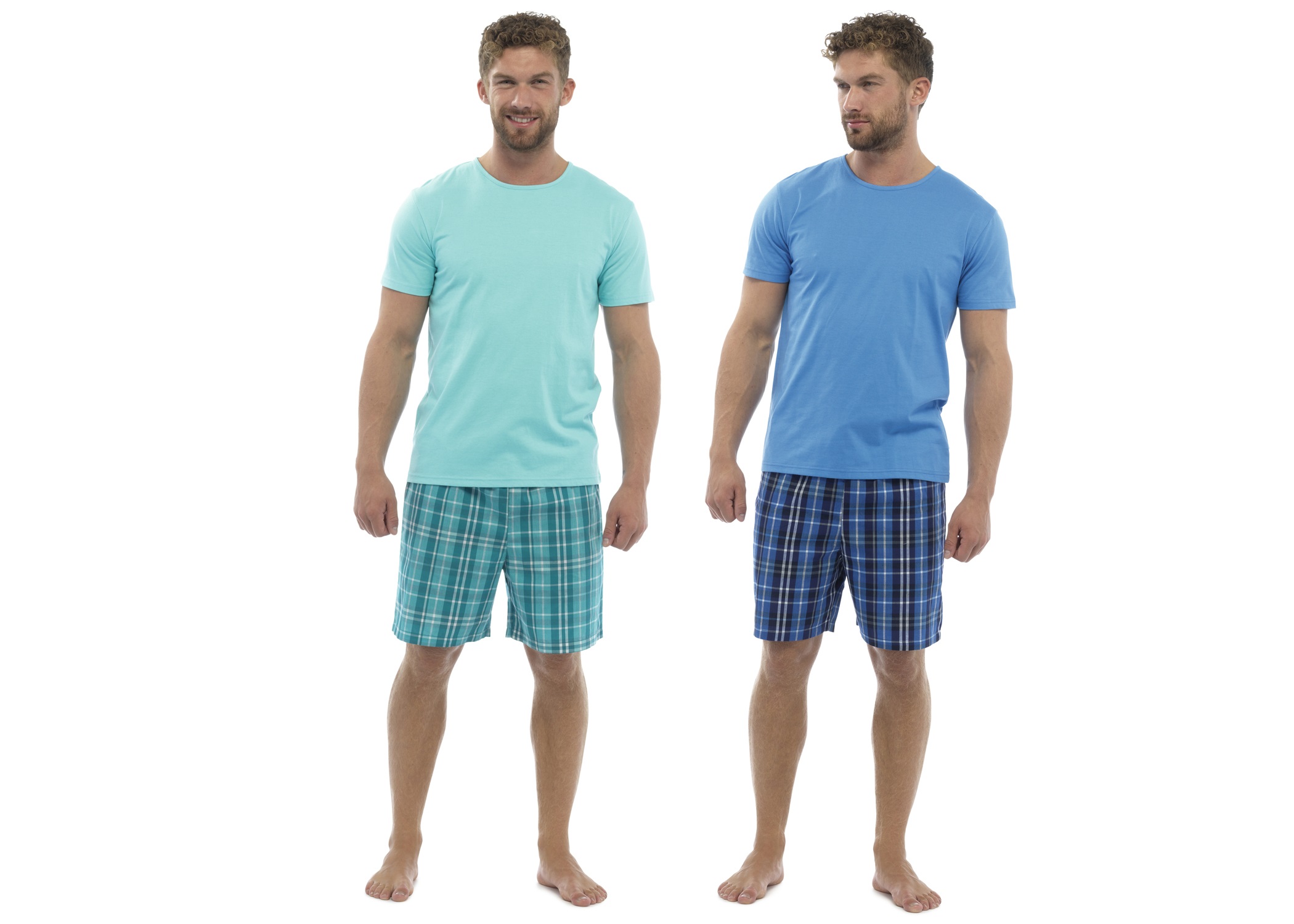 Mens Short Sleeve Pyjamas Summer T Shirt + Shorts Set Gents Boys Pjs